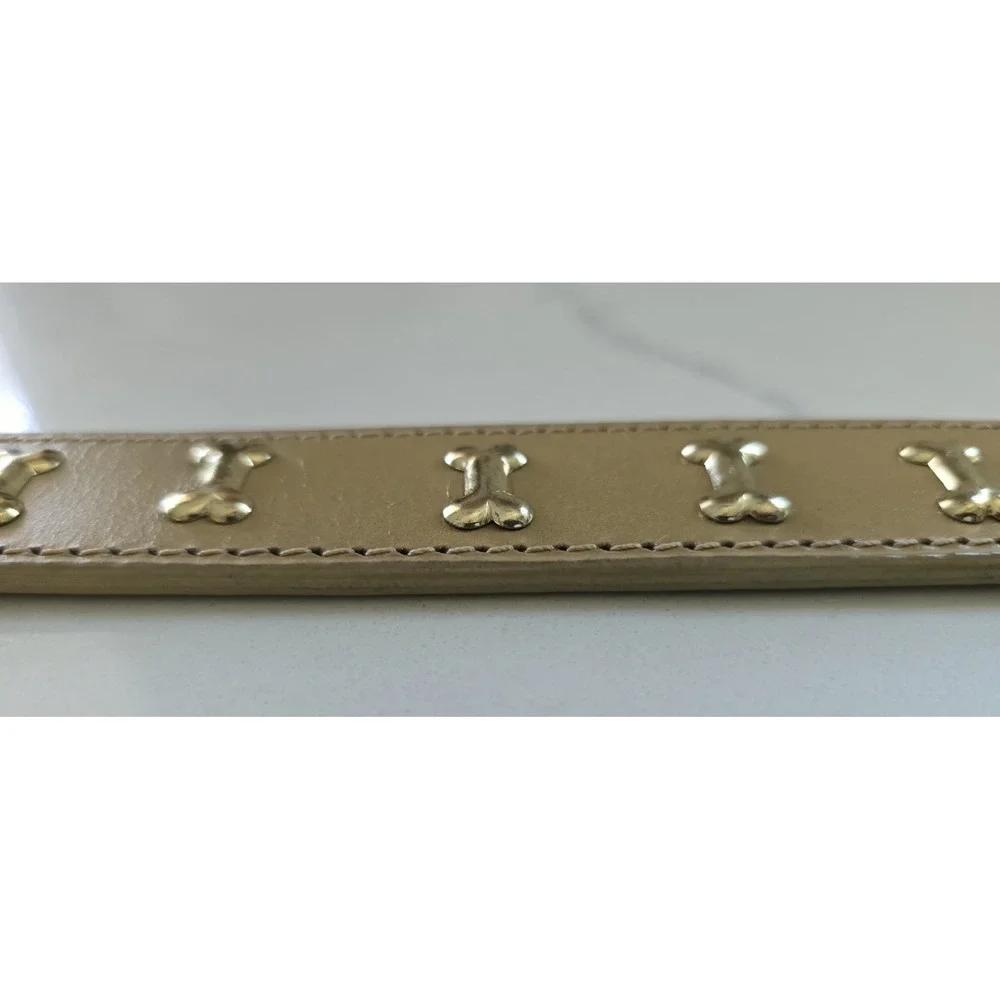 Dog‎ Puppy Lux Gold Metal Bone Collar Beige 21 In New Without Tag